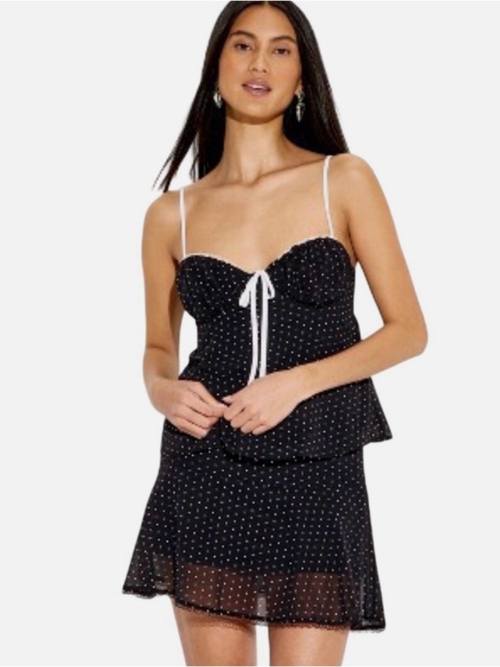 wild fable Black & White Polka Dot Cami and Skirt Set